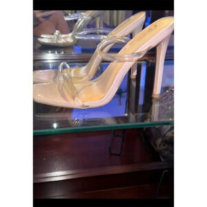 Olivia Jaymes Women's Clear Strap Stiletto Heels Open Toe Party Sandals size 7